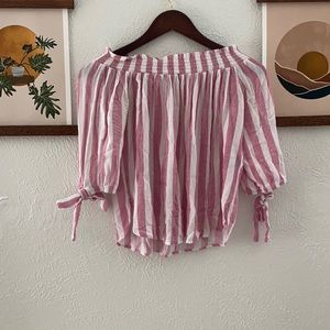 Pink Striped Off The Shoulder Blouse